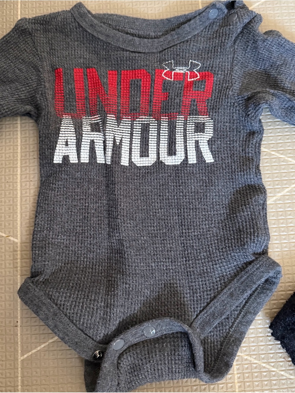 Under Armour Gray Baby Bodysuit with Red and White Logo